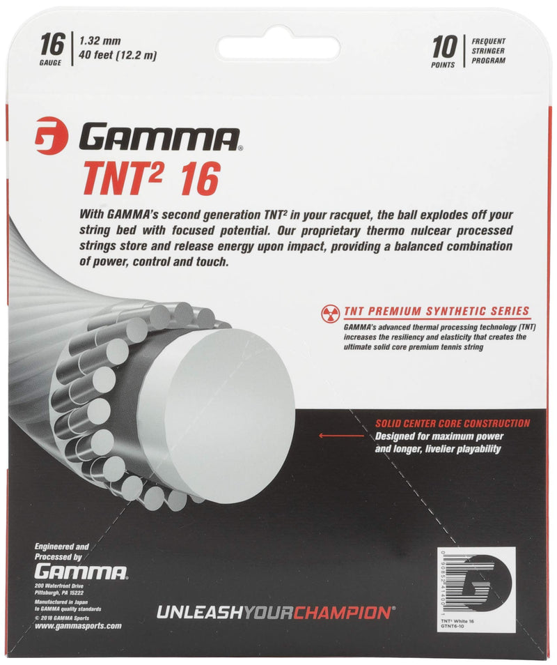 Gamma TNT2 Tennis Racket String Premium Synthetic Series- Enhances Playability, Durability And Control For All Playing Styles - 15L, 16, 17 or 18 Gauge (Black, Blue, Natural, Orange, Pink, Yellow) 16 Gauge - BeesActive Australia