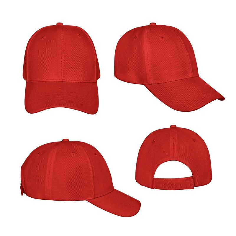 Balec Plain Baseball Cap Hat Adjustable Back Red - BeesActive Australia