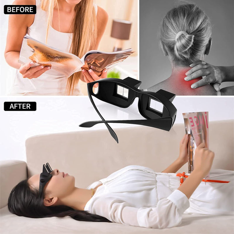 Reading Glasses, Rabi Prism Glasses Horizontal Glasses Lazy Spectacles Lie Down for Reading/Watching TV - BeesActive Australia