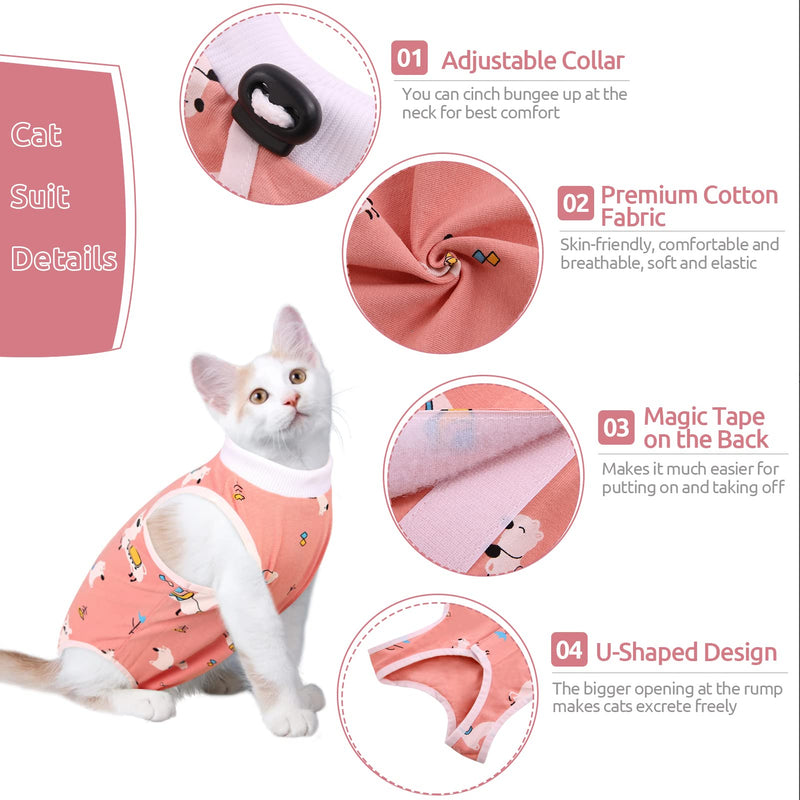 SUNFURA Cat Recovery Suit, Kitten Surgical Full Bodysuit for Abdominal Wound Protector Anti Licking After Surgery, Professional Bandages Cone E-Collar Alternative for Small Male & Female Pets S Sheep - BeesActive Australia