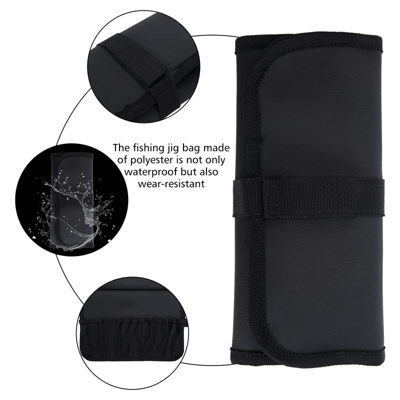 Goture Fishing Jigs Bag Waterproof Foldable Fishing Tackle Storage Bag with 12 Pockets PVC Fishing Equipment Tool Bag Black - BeesActive Australia