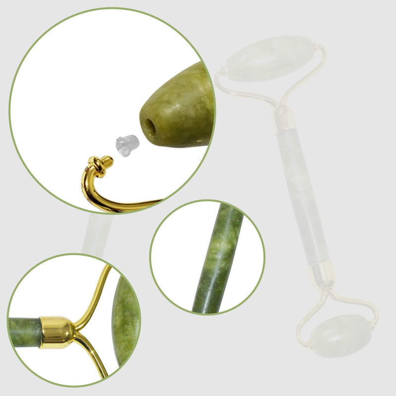 Jade Roller Gift Set for Face, Anti Aging Face Roller Massager, 100% Natural Facial Skin Massager with Gua Sha Set, Double Chin Reducer, Cheeks Slimmer, Skin Tightener for Combination Eye Treatments. - BeesActive Australia