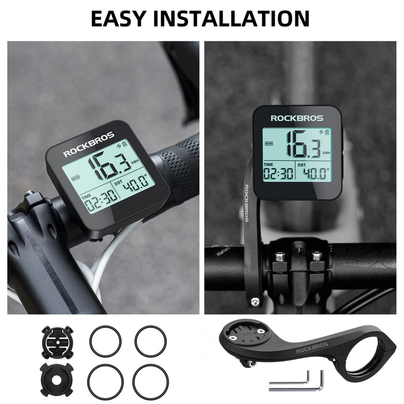 ROCKBROS GPS Bike Computer with Mount, Accurate Bike Speedometer Wireless with Automatic Backlight, Bicycle Odometer IPX6 Waterproof and 600mAH Battery Large Display Screen - BeesActive Australia