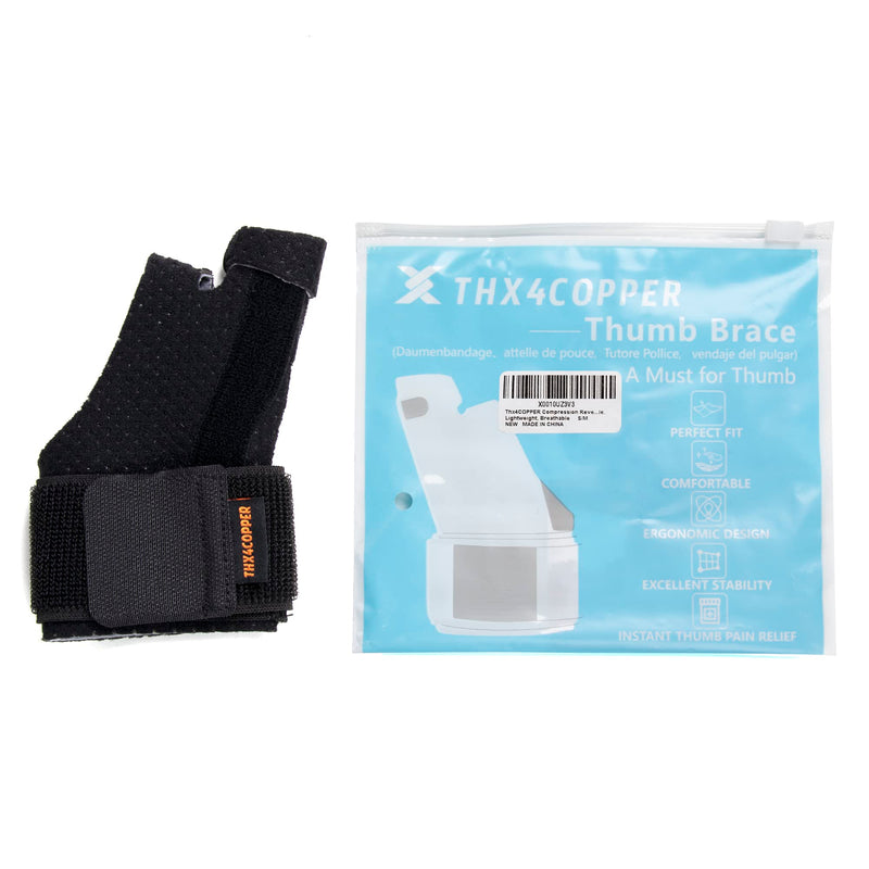 Thx4COPPER Compression Reversible Thumb & Wrist Stabilizer Splint for BlackBerry Thumb, Trigger Finger, Pain Relief, Arthritis, Tendonitis, Sprained, Carpal Tunnel, Stable, Lightweight, Breathable,S-M S-M - BeesActive Australia