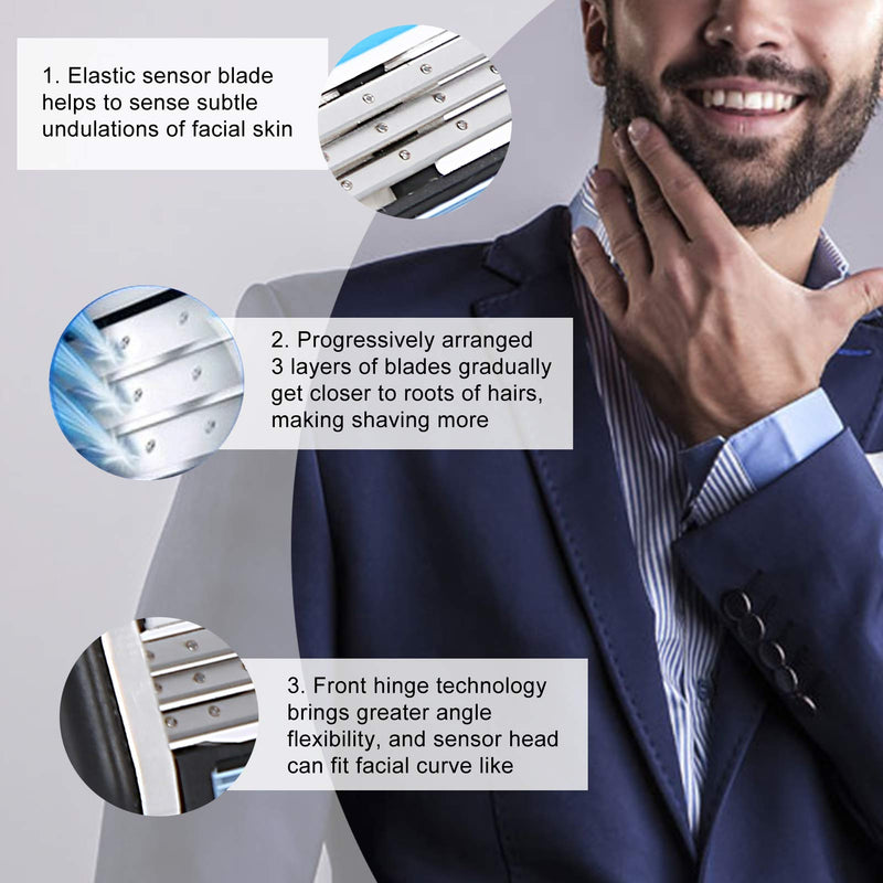 Razor Blade Refills, Manual Shaver Blade, Double Lubrication Strip 16Pcs 3 Layered Professional for Men Home Salon Shop - BeesActive Australia