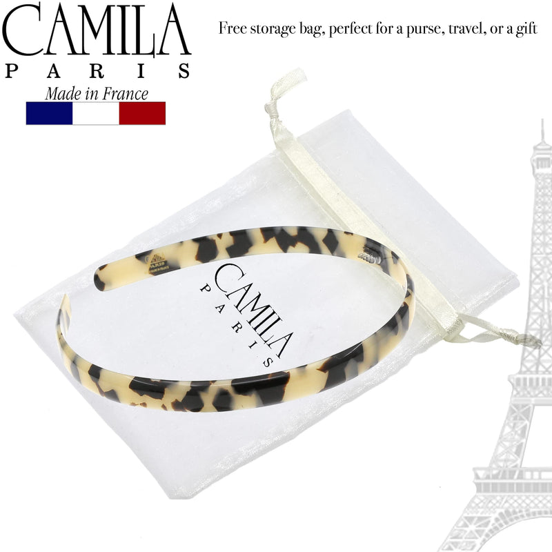 Camila Paris CP3470 French Headband for Women, Handmade White Tokyo, Strong Hold Grip Women's Hair Band, Ligth and Very Flexible, No Slip and Durable Styling Girls Hair Accessories, Made in France 0.30" - BeesActive Australia