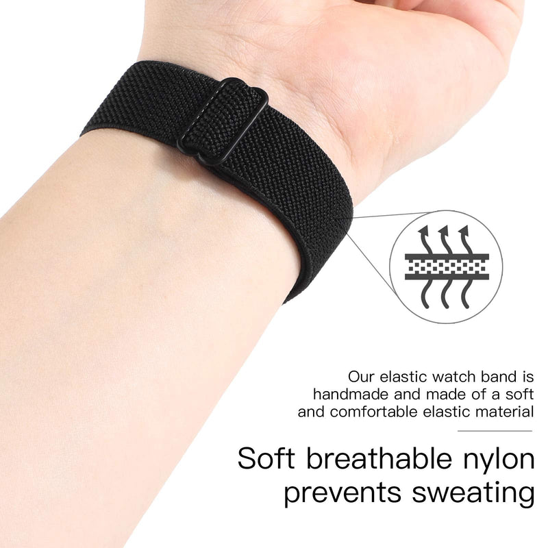 WONMILLE Adjustable Smartwatch Replacement Straps for SW021 ID205L/SW025 ID205S Sport Watch, Soft Nylon Stretchy Elastics Sport Wristband 19mm Bands Accessory (Black) Black - BeesActive Australia