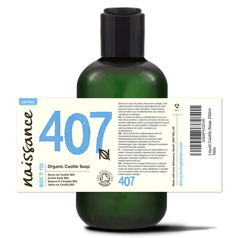 Naissance Natural Certified Organic Fragrance Free Liquid Castile Soap (no. 407) 250ml - Vegan, SLS and SLES Free - BeesActive Australia