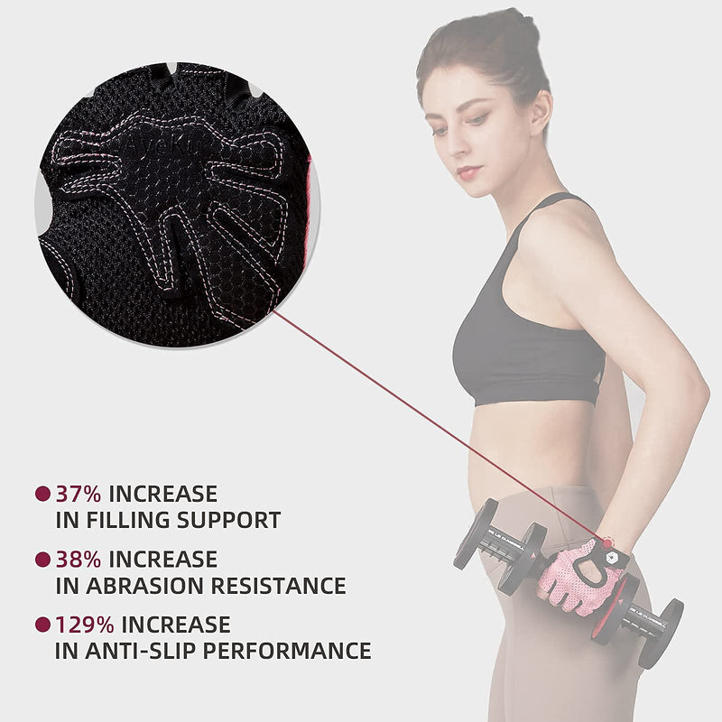 AyeKu Workout Gloves for Men & Women Gym Exercise Gloves Fingerless Gloves Full Palm Protection, Breathable & Non-Slip Pink Large - BeesActive Australia
