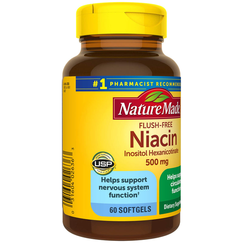 Nature Made Niacin 500mg Flush-Free, 60 Softgels, Helps Support Nervous System Function - BeesActive Australia