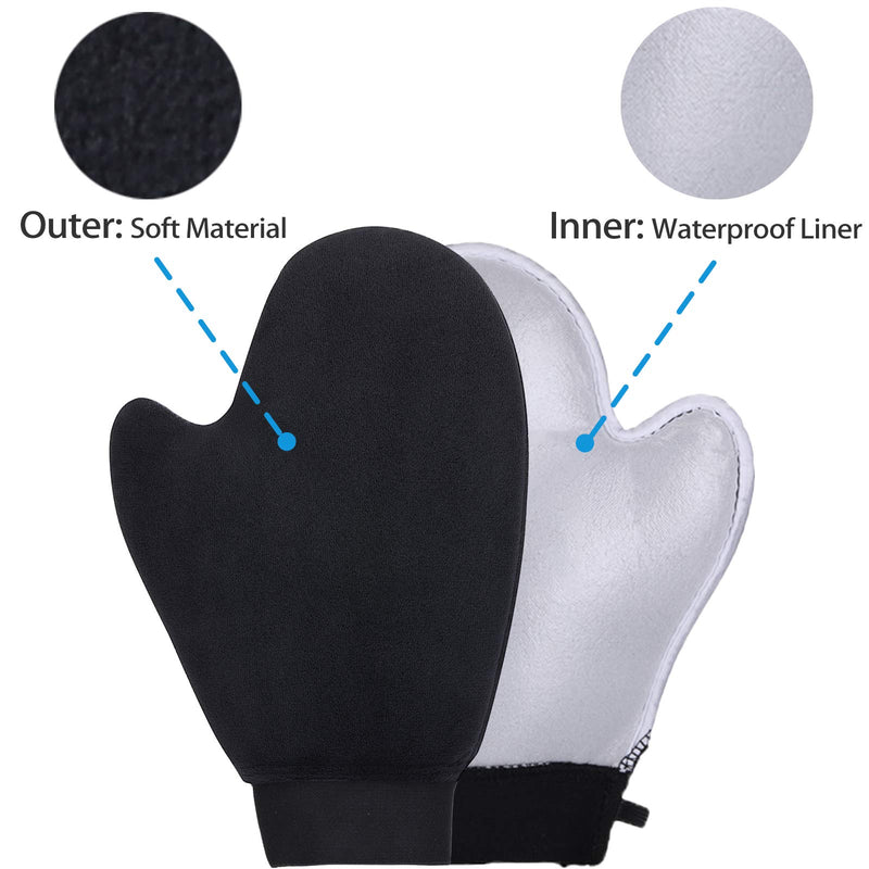 Tanning Mitts Ultra Soft Self Tanner Mitt Applicator, Thumb Sunless Tanning Mitten with Elastic Wrist and Mini Face Tanning Mit, Streak Free Reusable Tanning Glove for Self Tan Lotion Mousses, 2 Pack Black - BeesActive Australia