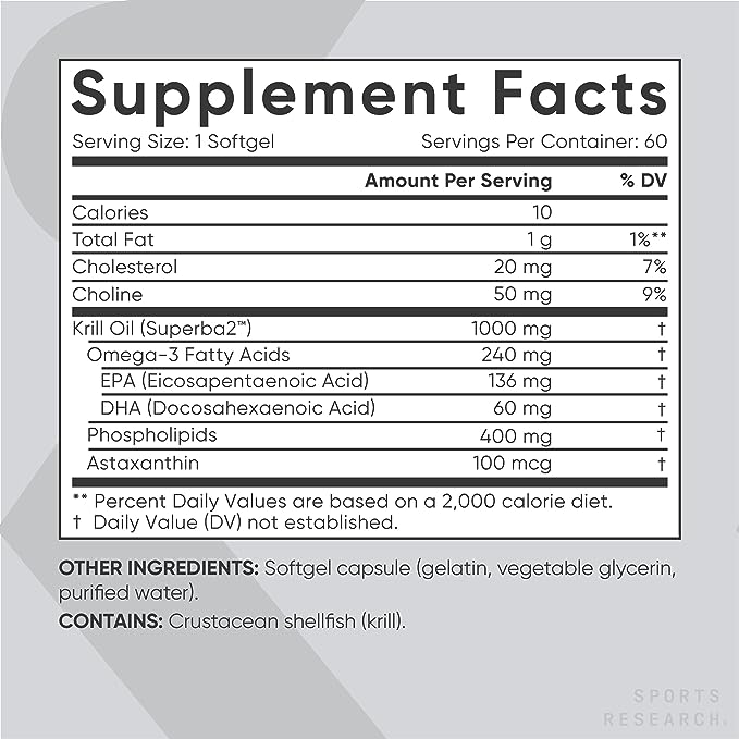 Krill Oil (omega-3 fatty acids) Krill Oil 60 Liquid Softgels, 2 month Supply - BeesActive Australia