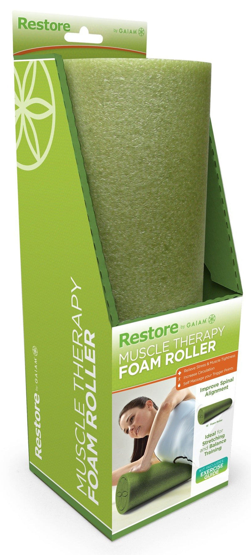 Gaiam Restore Muscle Massage Therapy Foam Rollers (18 Inch & 36 Inch) 18" Roller (Green) - BeesActive Australia