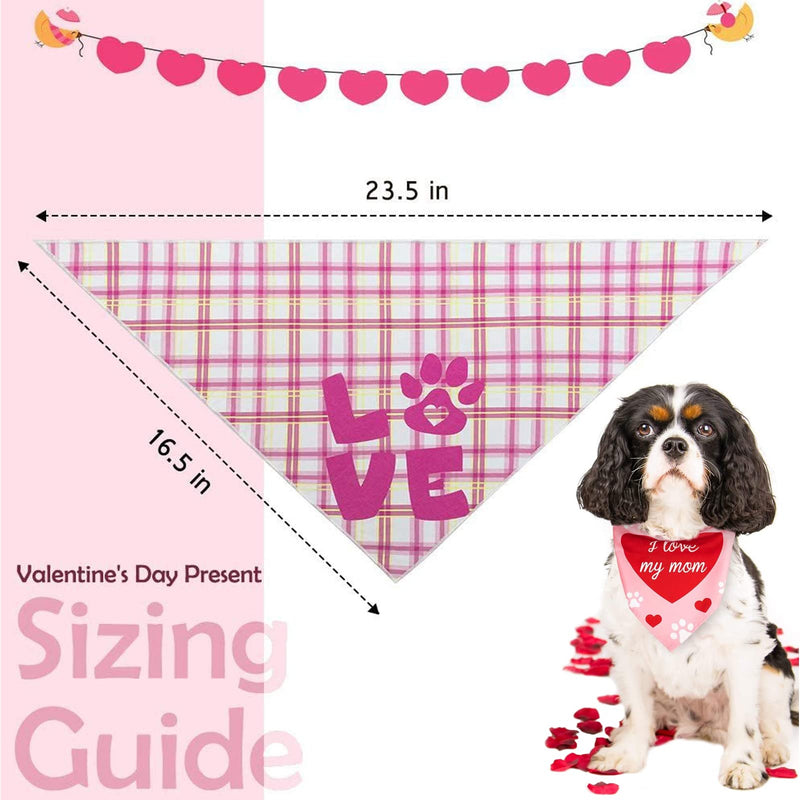 2 Pack Valentine's Day Love Plaid Dog Bandanas, Holiday Plaid Dog Triangle Scarves for Small Medium Dogs Cats Pets Birthday Valentine's Day Party Supplies B - BeesActive Australia