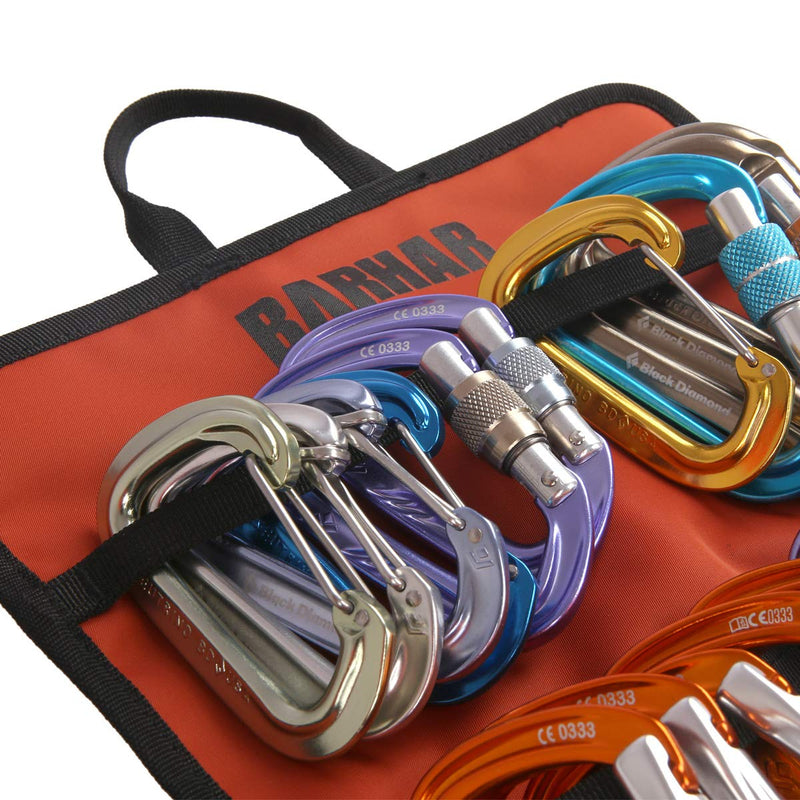 Climbing Quickdraw Hanging Storage Bag, Carabiner Hook Gear Equipment Parts Collections, Durable Foldable Bundled Roll Anti-scratch Bag, Small Tools Organizer Pouch, suit for Rock Climbing Ice Climb - BeesActive Australia