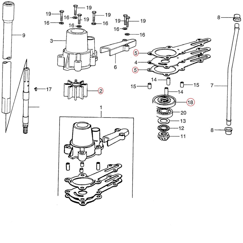 MARKGOO 06192-881-C00 Water Pump Impeller Repair Kit for Honda Outboard 6 7.5 8 HP BF6D BF6B BF75 BF8 BF8A Boat Motor Engine Rebuild Service Parts Replacement Sierra Marine 18-3279 06192881C00 - BeesActive Australia