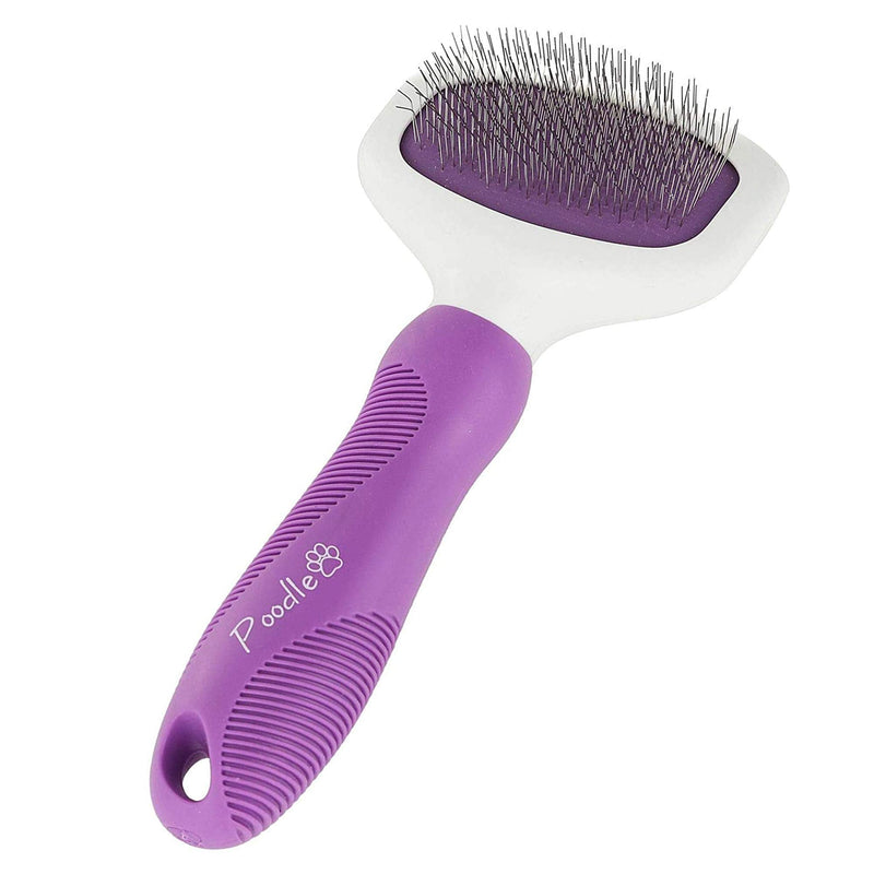 Poodle Pet Bundle - Dematting Fur Rake Comb Brush Tool with Steel Safety Blades for Detangling Matted or Knotted Undercoat Hair and Slicker Brush for Small and Large Dogs Pet Hair Remover - BeesActive Australia