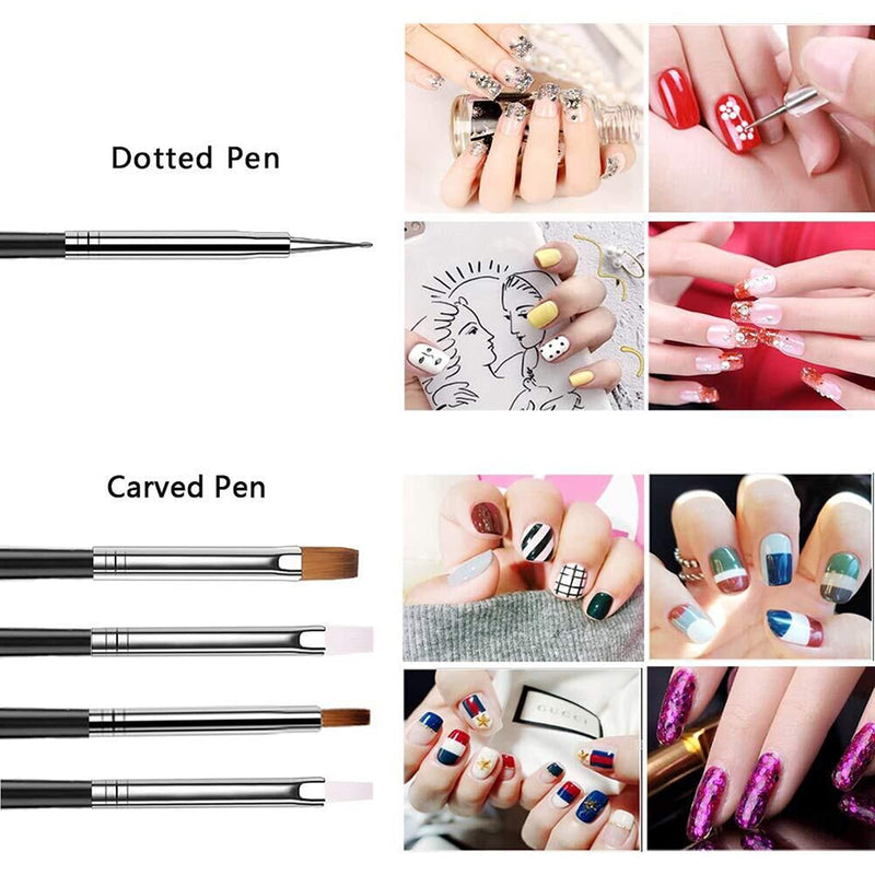 JOYJULY 20pcs Nail Art Design Tools, 15pcs Painting Brushes Set with 5pcs Dotting Pens, BLACK … Black Brushes with Dotting Pens - BeesActive Australia