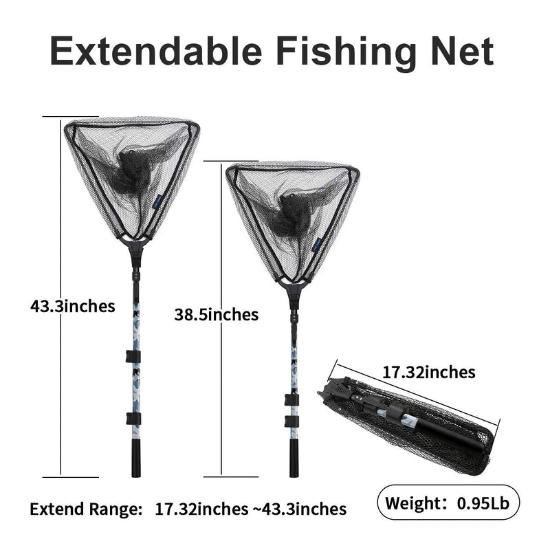 SAN LIKE Fishing Net Fish Landing Nets Collapsible Telescopic Sturdy Pole Handle for Saltwater Freshwater (41/43/76inches) 43inch-Gray - BeesActive Australia
