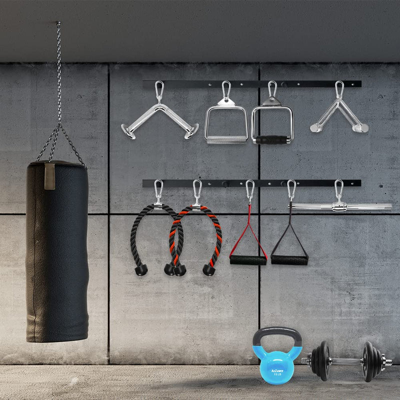 A2ZCARE Combo LAT Pull Down Attachment - Cable Machine Accessories for Home Gym with Multi Option: V-Handle, Tricep Rope, D-Handle, V-Shaped Bar, and Rotating Bar Snap Hook (Set of 4) - BeesActive Australia
