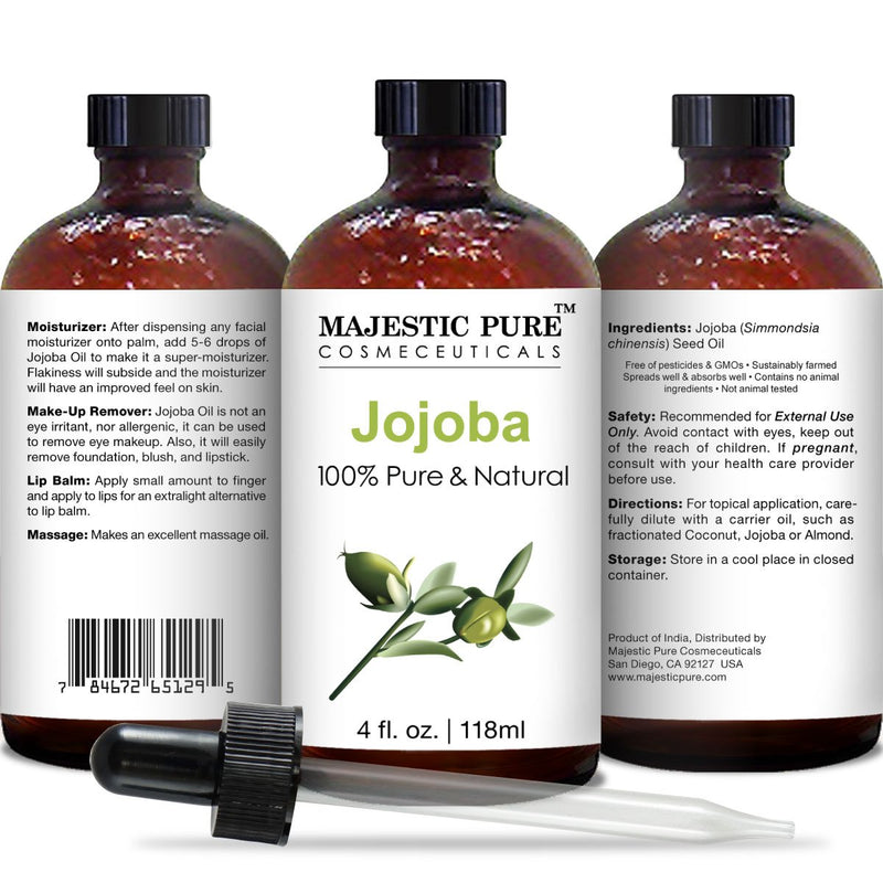 Majestic Pure Jojoba Oil for Hair and Skin, 4 fl. oz. - BeesActive Australia