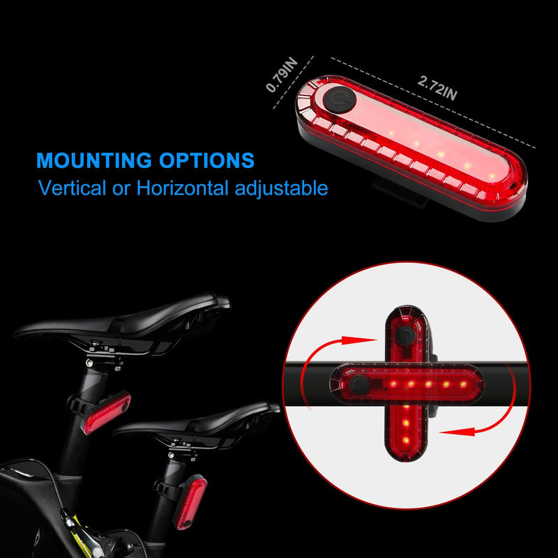 LED Rear Bike Lights, USB Rechargeable Bike Tail Lights(2 Pack), Ultra Bright, Cycling Safety, 330mah Better Battery Life, Easy to Install, 4 Light Mode Options, Accessories Fits on Any Road Bikes - BeesActive Australia