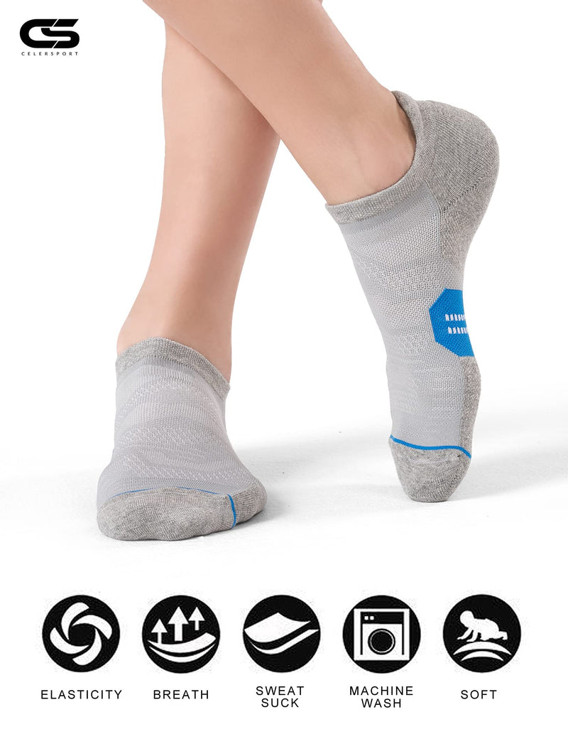 6 Pack Women's Ankle Running Socks Cushioned Low Cut Tab Athletic Socks Grey Mixed Small - BeesActive Australia