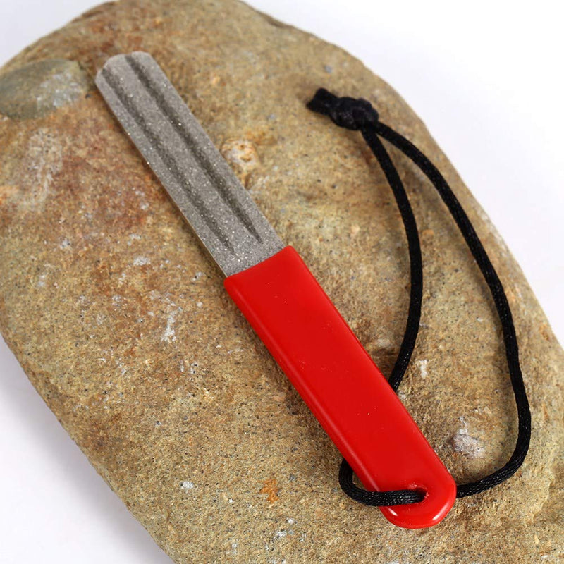 VGEBY1 Hook Sharpener, Durability Hook Diamond Whetstone Fish Hook Sharpening File Tool Accessory for Outdoor Fishing Red Dual Grooving - BeesActive Australia