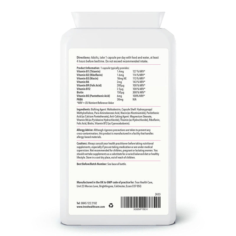 Vitamin B Complex Daily 100 Supplement - 120 Capsules | Minimum 100 NRV Daily Supplement | UK Manufactured - BeesActive Australia