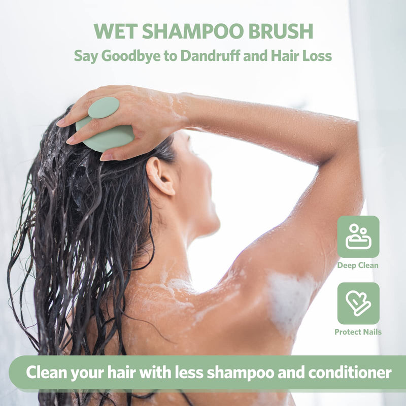Sndyi Silicone Scalp Massager Shampoo Brush, Scalp Brush for Hair Growth and Head Massage, Scalp Scrubber/Exfoliator for Dandruff Removal, Silicone Hair Scalp Massager, Wet & Dry Use, Fir Green - BeesActive Australia