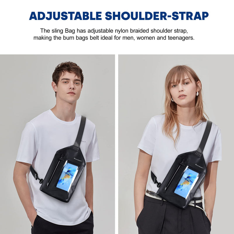 WILD HEART Waterproof sling Bag Pouch Fashion Diving Swimming Pool Beach Underwater Pouch Case Fully Waterproof Sea Fishing Diving Large Capacity Lightweight Bag (black) blak - BeesActive Australia