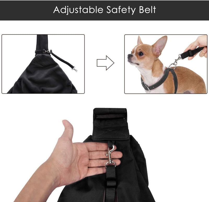 Lynkaye Pet Dog Sling Carrier Small Dog Cat Travel Bag Adjustable Strap Hands Free Pet Puppy Papoose Bag with Stainless Steel Pet Name Identification Barrel Tube Collar ID Tags Black(up to 12 lbs) - BeesActive Australia
