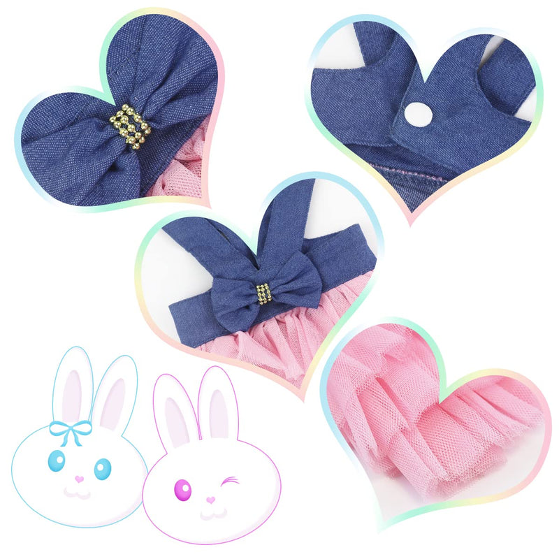 2pcs Rabbit Tutu Dress Bunny Costume Clothes Skirt Daily Wear Cloth for Small Cat Dog Puppy Chinchilla Guinea Pig, Blue,Pink - BeesActive Australia