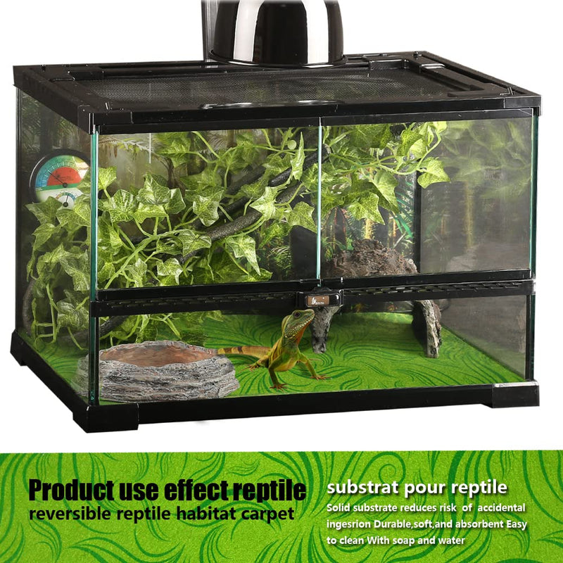 REP BUDDY 2 Pack Reptile Carpet Rainforest Tropical Mat & Reversible Substrate, Terrarium Liner Bedding, for Lizard,Chameleon,Gecko,Snake,Ceratophrys with Tweezers Feeding Tong 40 Gallon(36x18in) - BeesActive Australia