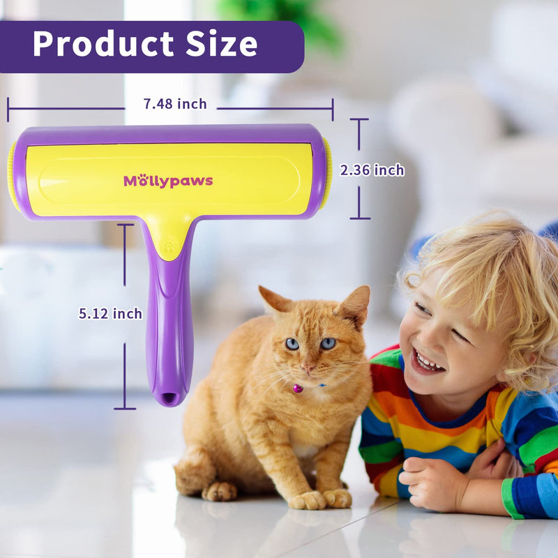 Mollypaws Pet Hair Remover for Furniture, Reusable Dog Cat Fur Removal Brush for Couch, Bedding, Non-Slip Handle Grip for Comfort Removal Experience, Upgrade Removing Tool for Uproot Cleaning Purple/Limited Edition - BeesActive Australia