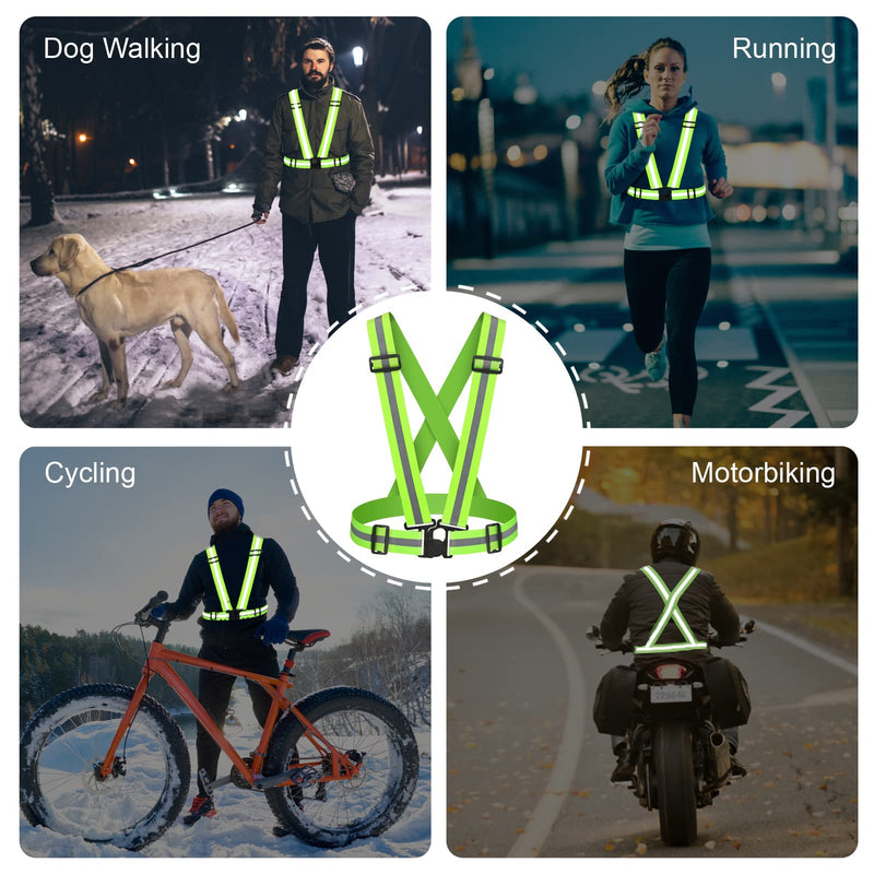 Reflective Vest Straps, Adjustable Elastic Safety Vest Outdoor Reflective Belt High Visibility Ultralight & Comfy for Running Green - BeesActive Australia