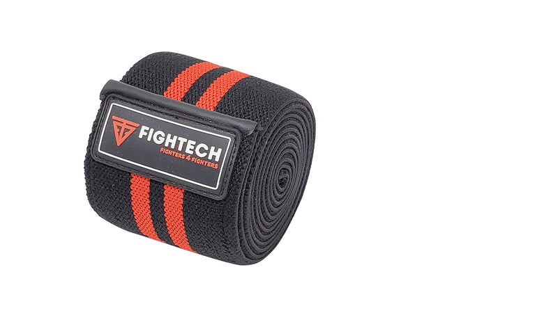 FIGHTECH Knee Wraps for Weightlifting | Men & Women | Bodybuilding Knee Squat Wraps | 82" Long Knee Straps for Compression & Elastic Support During Leg Presses, Cross Training Gym Workout | Pair RED - BeesActive Australia
