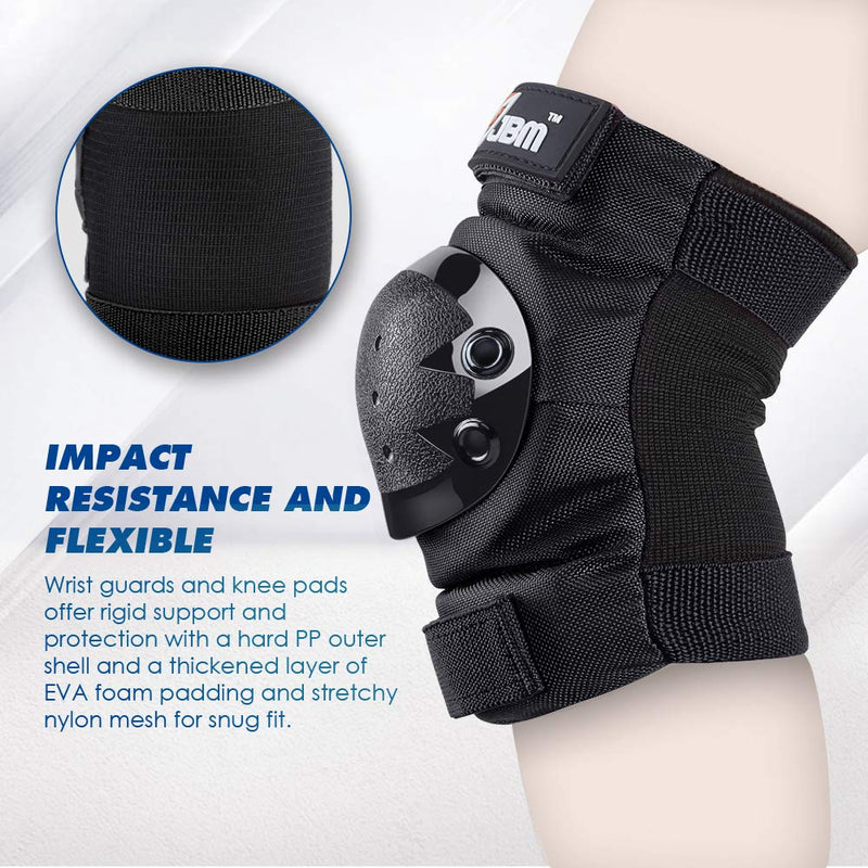JBM Adult/Youth Knee Pads Elbow Pads and Wrist Guards Full Protective Gear for Skateboarding Skate Inline Riding Beginner Scooter Roller Skater Black Youth - BeesActive Australia