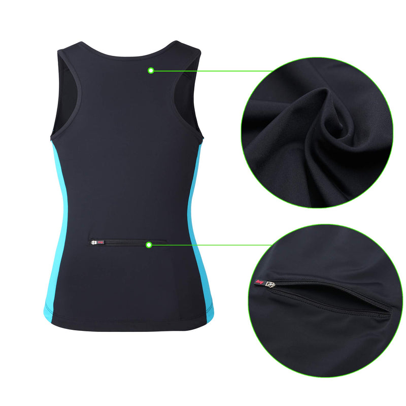 beroy Women Persuit Tri Tank Top,Tristhlon Top Cycling Shorts Jerseys 135black+blue Small - BeesActive Australia