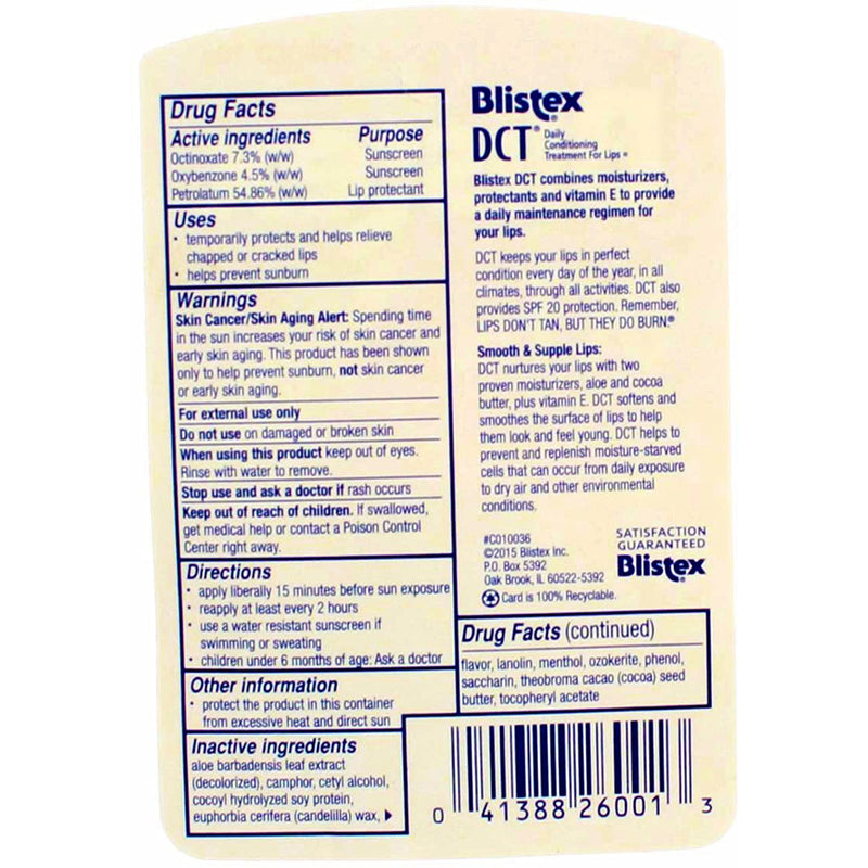 Blistex DCT Daily Conditioning Treatment SPF 20 0.25oz (Pack of 7) - BeesActive Australia