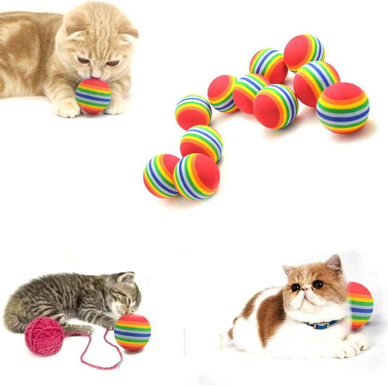 15pcs 35mm Soft Pet Cat Toy Sponge Balls Interactive EVA Foam Colorful Rainbow Toys Balls for Small Dog Puppy Kitty Indoor Outdoor Play Activity Chase Training - BeesActive Australia
