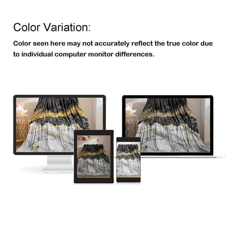 Bedbay Black Gold Marble Blanket Black Grey Marble Texture Flannel Throw Blanket Modern Marble Texture Soft Lightweight Fluffy Throws for Bed Couch Chair or Floor(Grey Gold, Throw(50"x60")) Grey Gold Throw(50"x60") - BeesActive Australia
