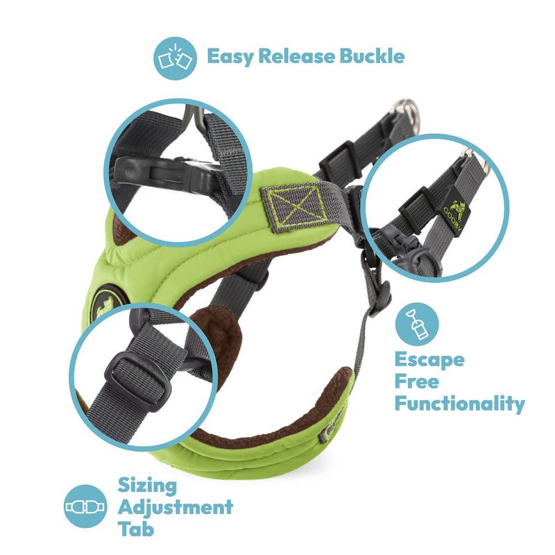 Gooby Escape Free Memory Foam Harness - No Pull Step-in Small Dog Harness with Four Point Adjustment - Perfect on The Go Dog Harness for Medium Dogs No Pull and Small Dogs for Indoor and Outdoor Use Green Medium Chest (14.25~21.5") - BeesActive Australia