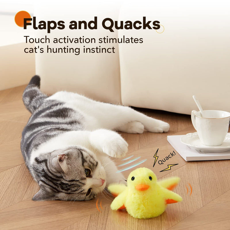 Potaroma Cat Toys Rechargeable Flapping Duck & Fish with SilverVine Catnip, Lifelike Chirping, Cat Kicker Toys, Touch Activated Kitten Toy Plush Interactive Cat Exercise Toys - BeesActive Australia