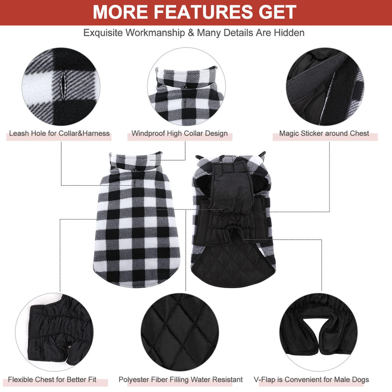 MIGOHI Dog Jackets for Winter Windproof Reversible Dog Coat for Cold Weather British Style Plaid Warm Dog Vest for Small Medium Large Dogs X-Large Black - BeesActive Australia