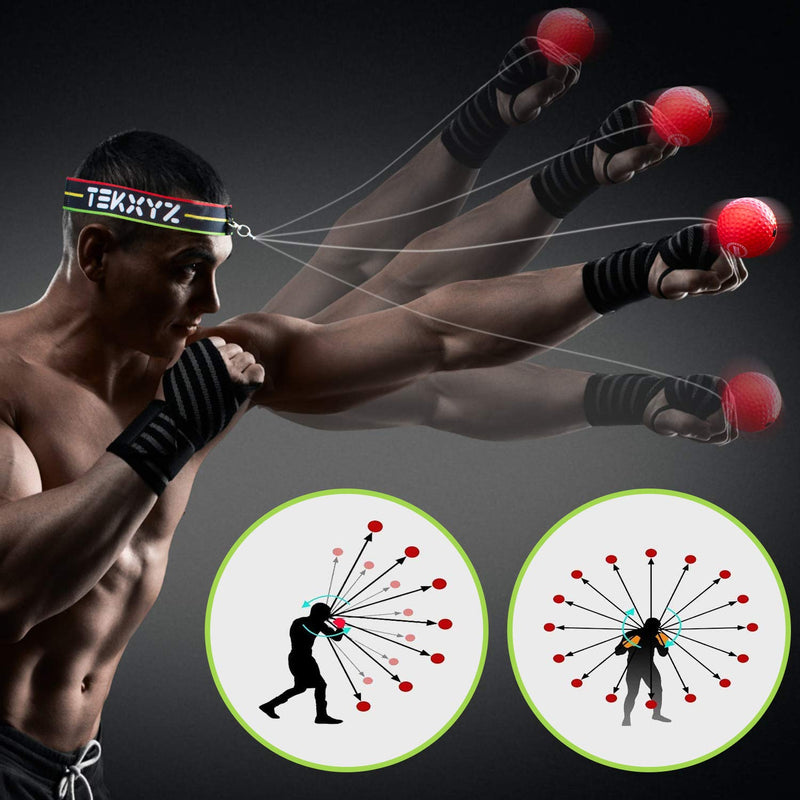 TEKXYZ Boxing Reflex Ball, 3 Difficulty Levels Boxing Ball with Headband, Softer Than Tennis Ball, Perfect for Reaction, Agility, Punching Speed, Fight Skill and Hand Eye Coordination Training - BeesActive Australia