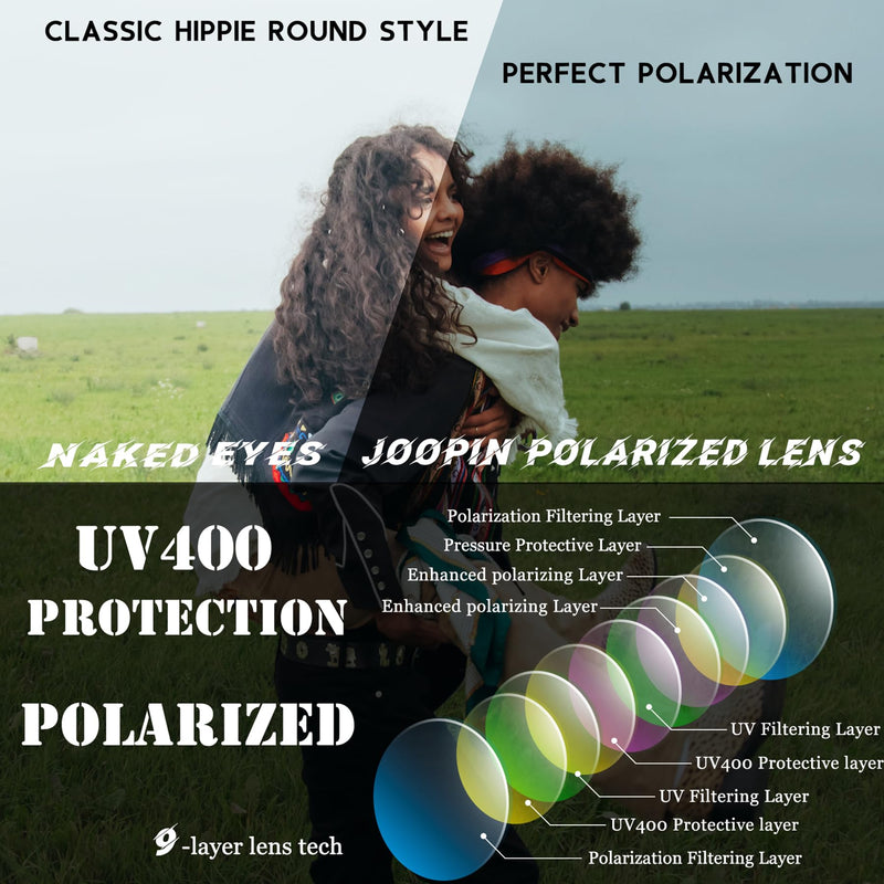 Joopin Polarised Steampunk Sunglasses for Men and Women UV400 Protection Metal Frame Circle Retro Round Sunglasses Mens A13-brown - BeesActive Australia
