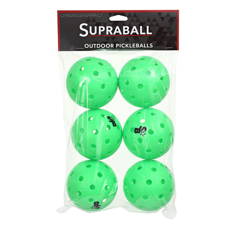 Pickle Balls 6 Pack | Pickleball Balls Outdoor | Pickle Balls | Supra-40 Outdoor Pickleball | USAPA Approved for Tournament Play | Neon Green | Hard Bounce - BeesActive Australia