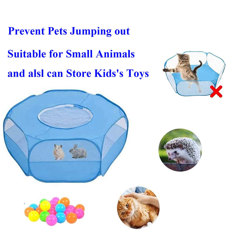 Mantouxixi Small Animal Playpen Pet Cage with Top Cover Anti Escape,Waterproof Small Pet Cage Transparent Yard Fence Tent for Hamsters,Bunny,Rabbits,Kitten,Guinea Pig,Puppy,Chinchillas,Hedgehogs Blue - BeesActive Australia