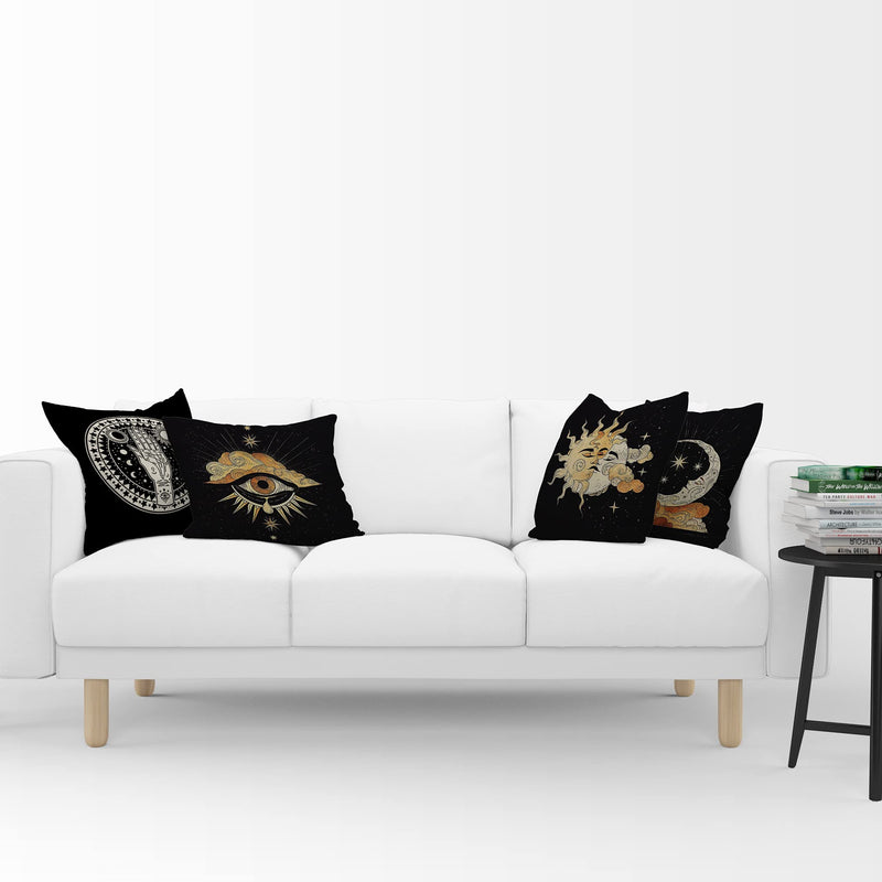 Tarot The Star Moon Art Linen Throw Pillow Case, 18 x 18 Inch Set of 4, Gifts Daughter Sister, Mom, Wife, Astrology Tarot Lovers Gifts, Tarot Art Cushion Cover for Sofa Couch Bed College Dorm Decor - BeesActive Australia